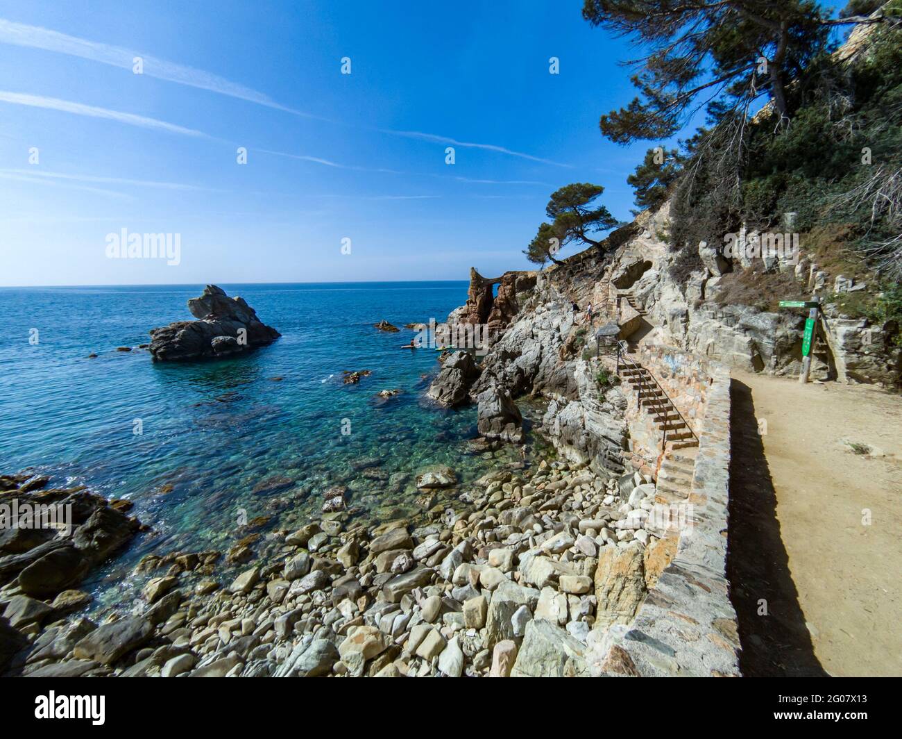 The Spanish Costa Brava coastal path, also known as the GR92 Cami de Ronda,  near Lloret de Mar Stock Photo - Alamy