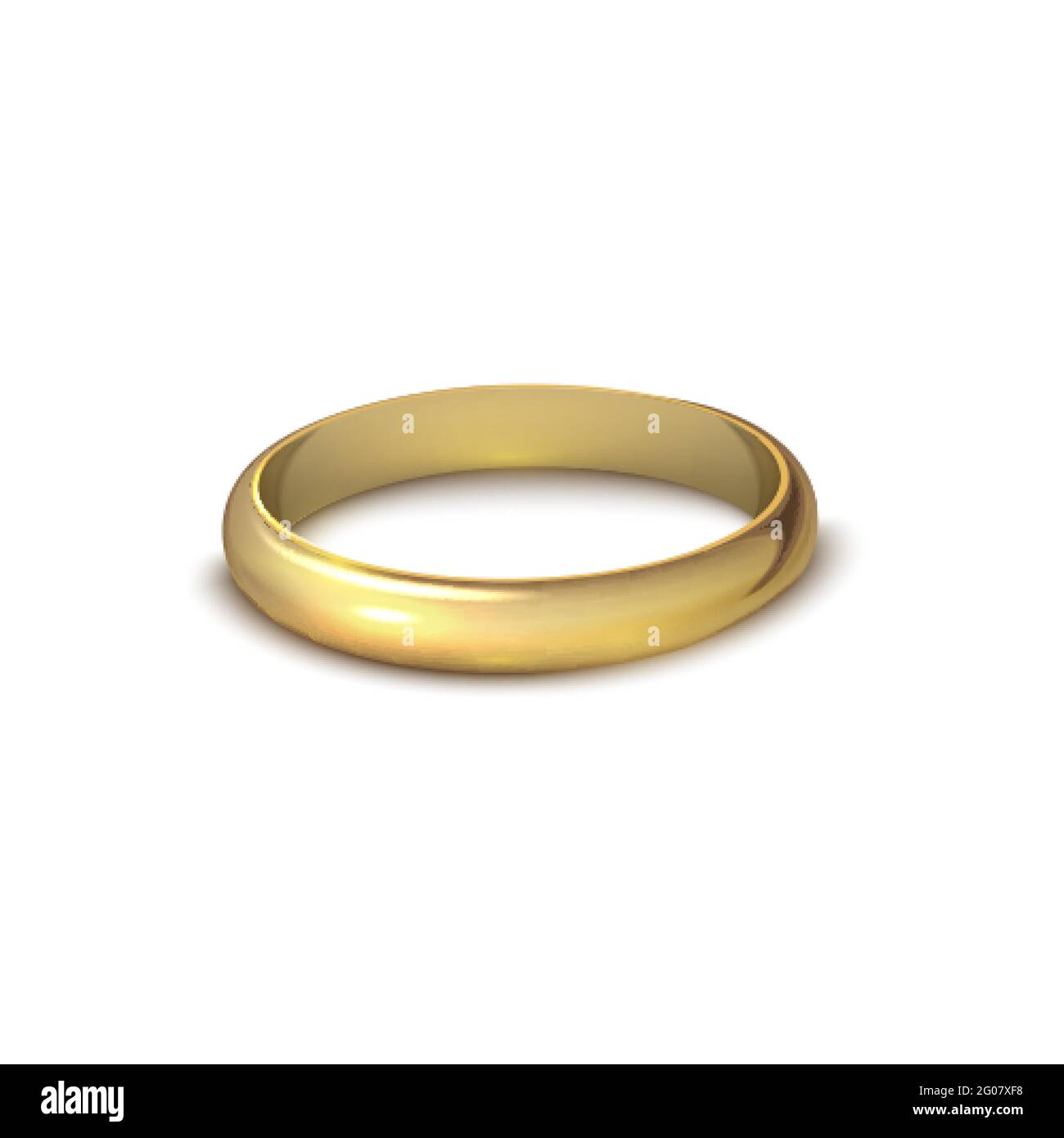 Realistic gold wedding ring isolated on white background symbol of love ...