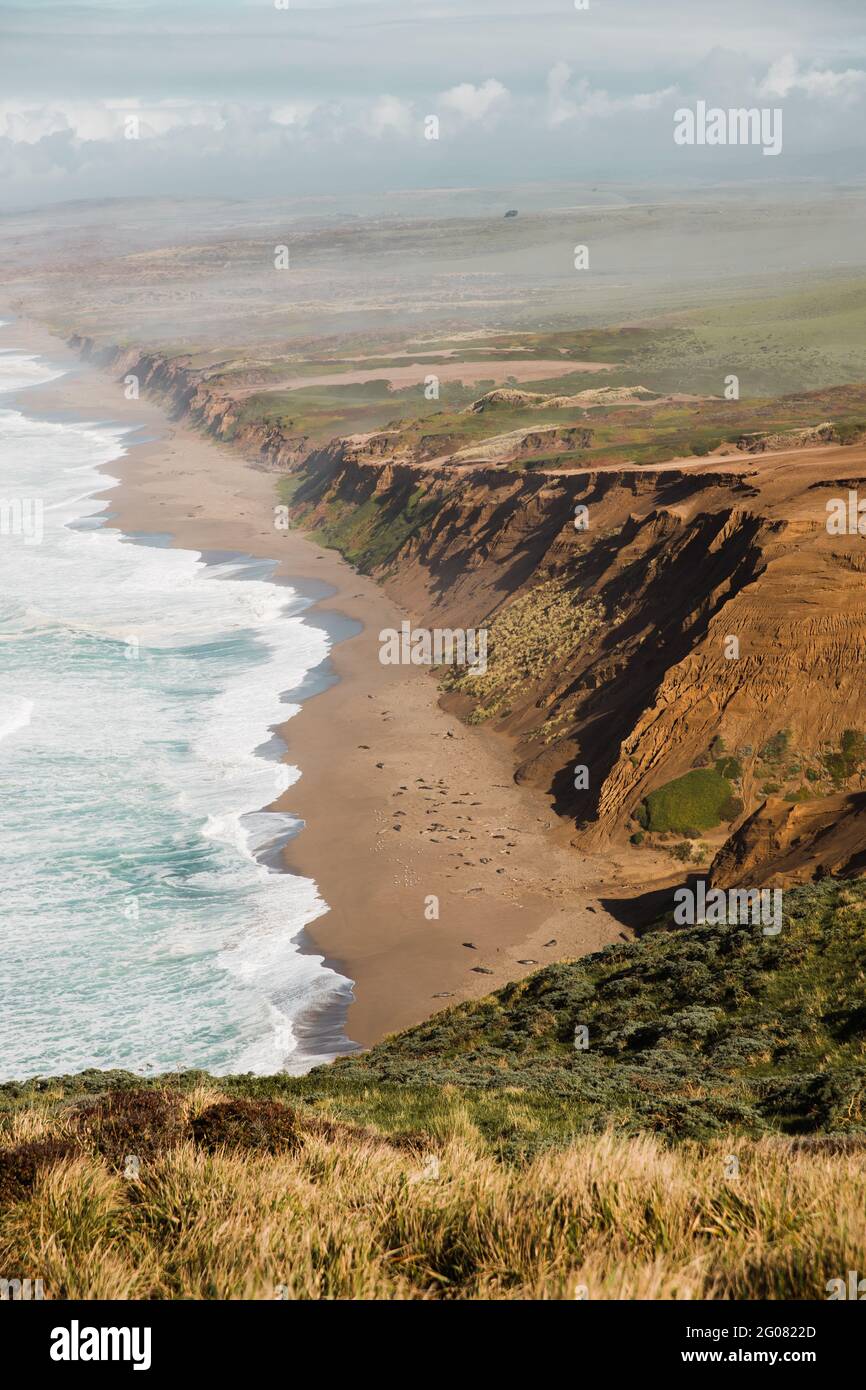 Punta Reyes Marvellous landscape of Point Reyes National Seashore with foamy ocean ...