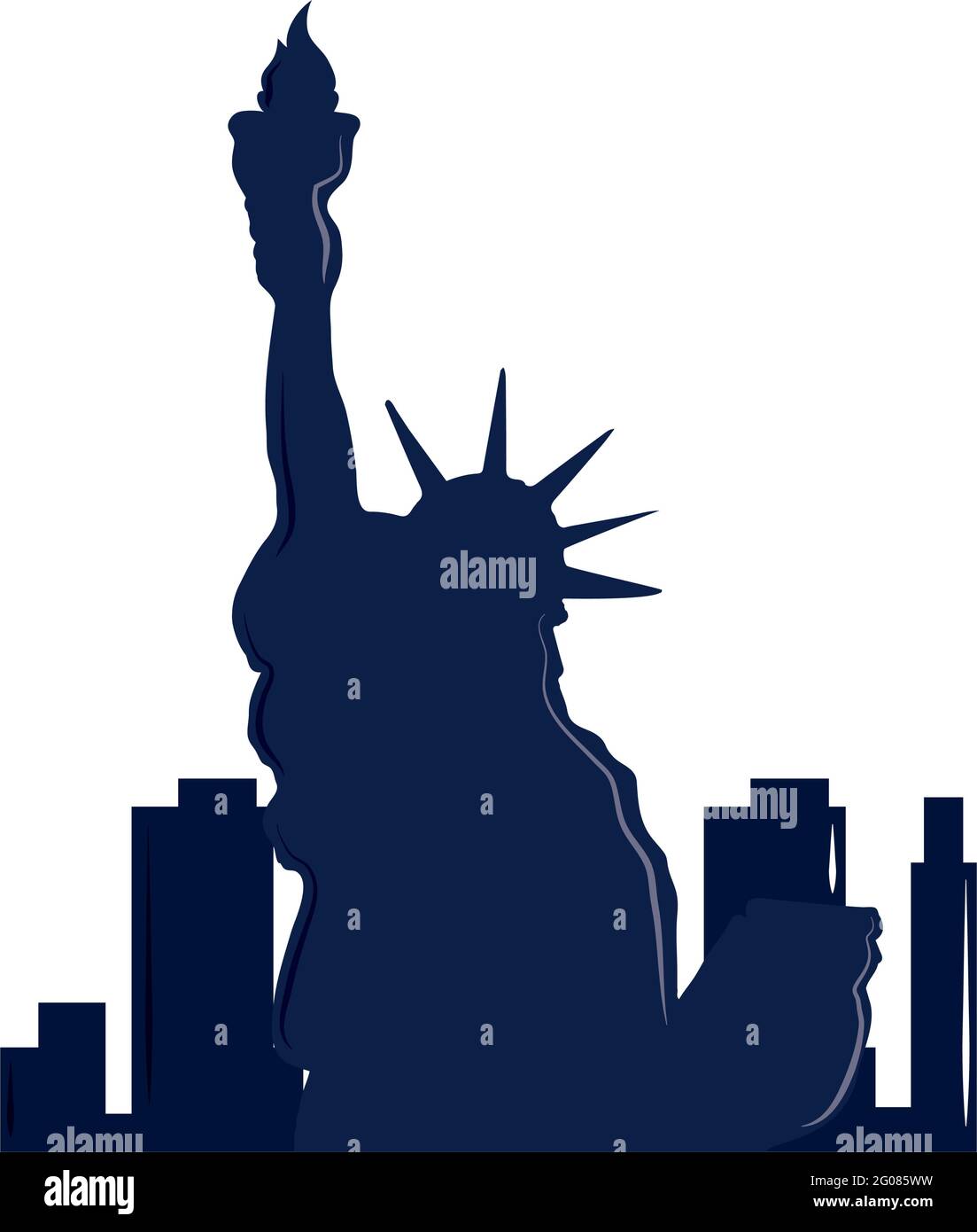 silhouette NY city statue liberty Stock Vector