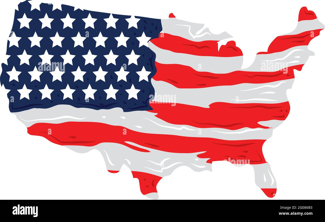 map with american flag Stock Vector Image & Art - Alamy