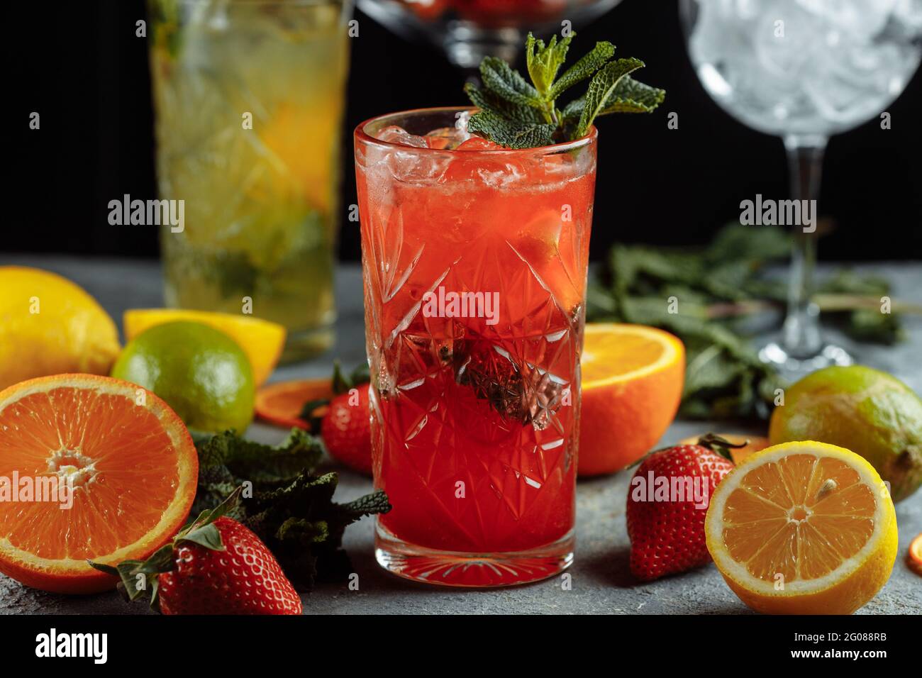 Colorful Refreshing Drinks For Summer Cold Strawberry Lemonade Juice
