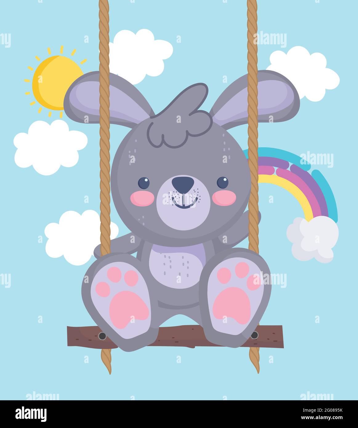 cute bunny on swing Stock Vector Image & Art Alamy