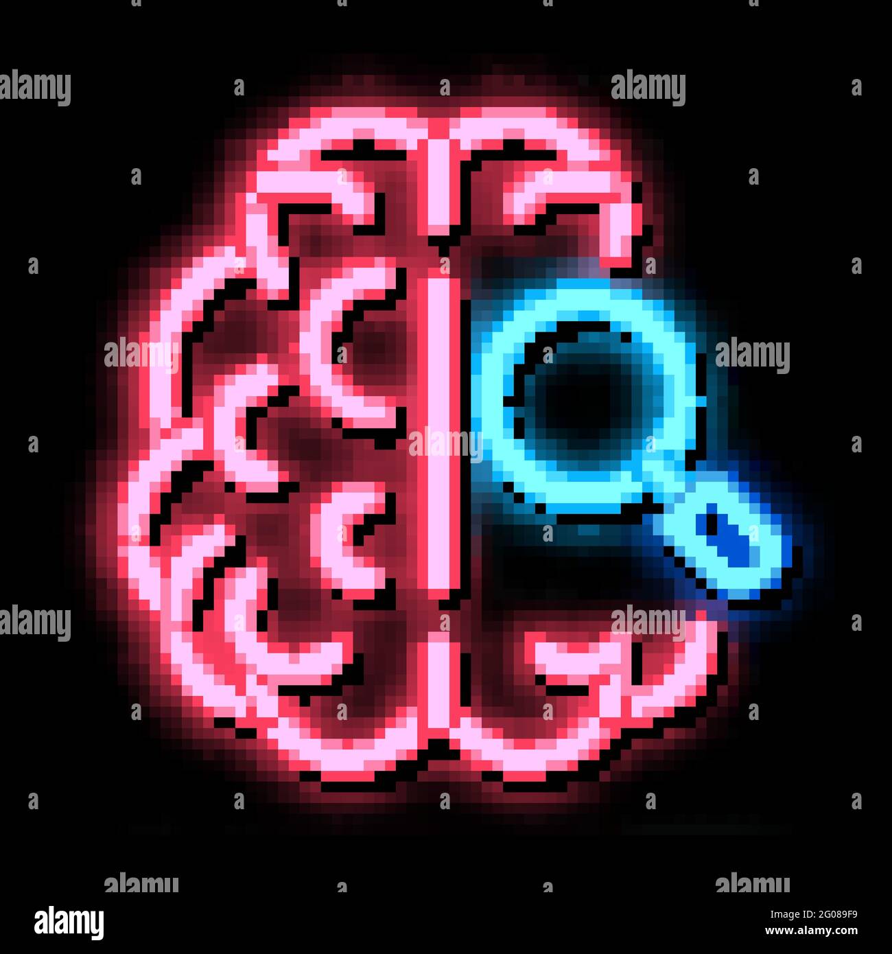 Brain Magnifier neon glow icon illustration Stock Vector Image & Art ...