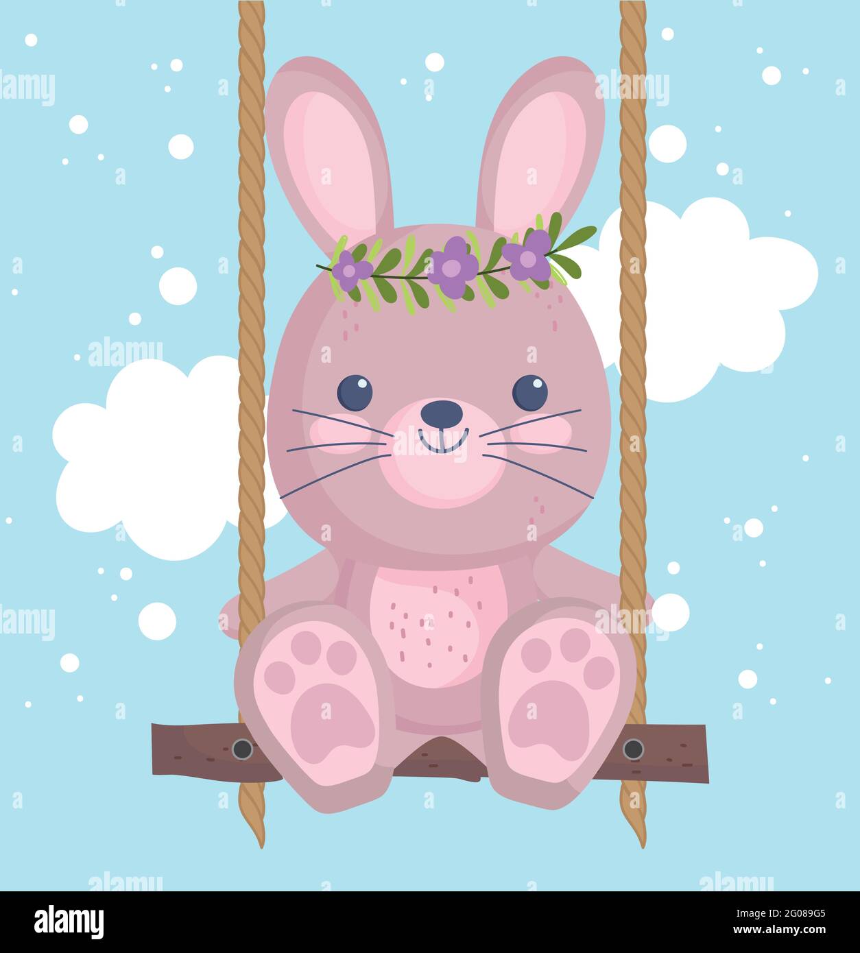 cute rabbit on swing Stock Vector Image & Art Alamy