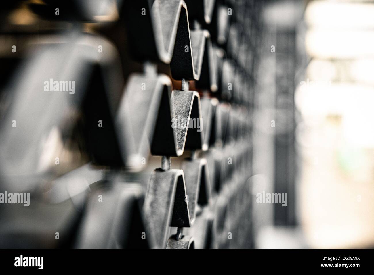 Selective focus of metal fences outdoors with a blurry background Stock ...