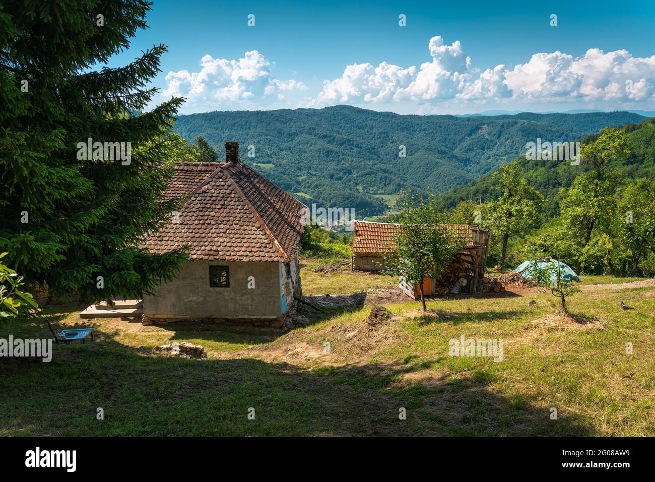 Old rundown household in the beautiful countryside Stock Photo