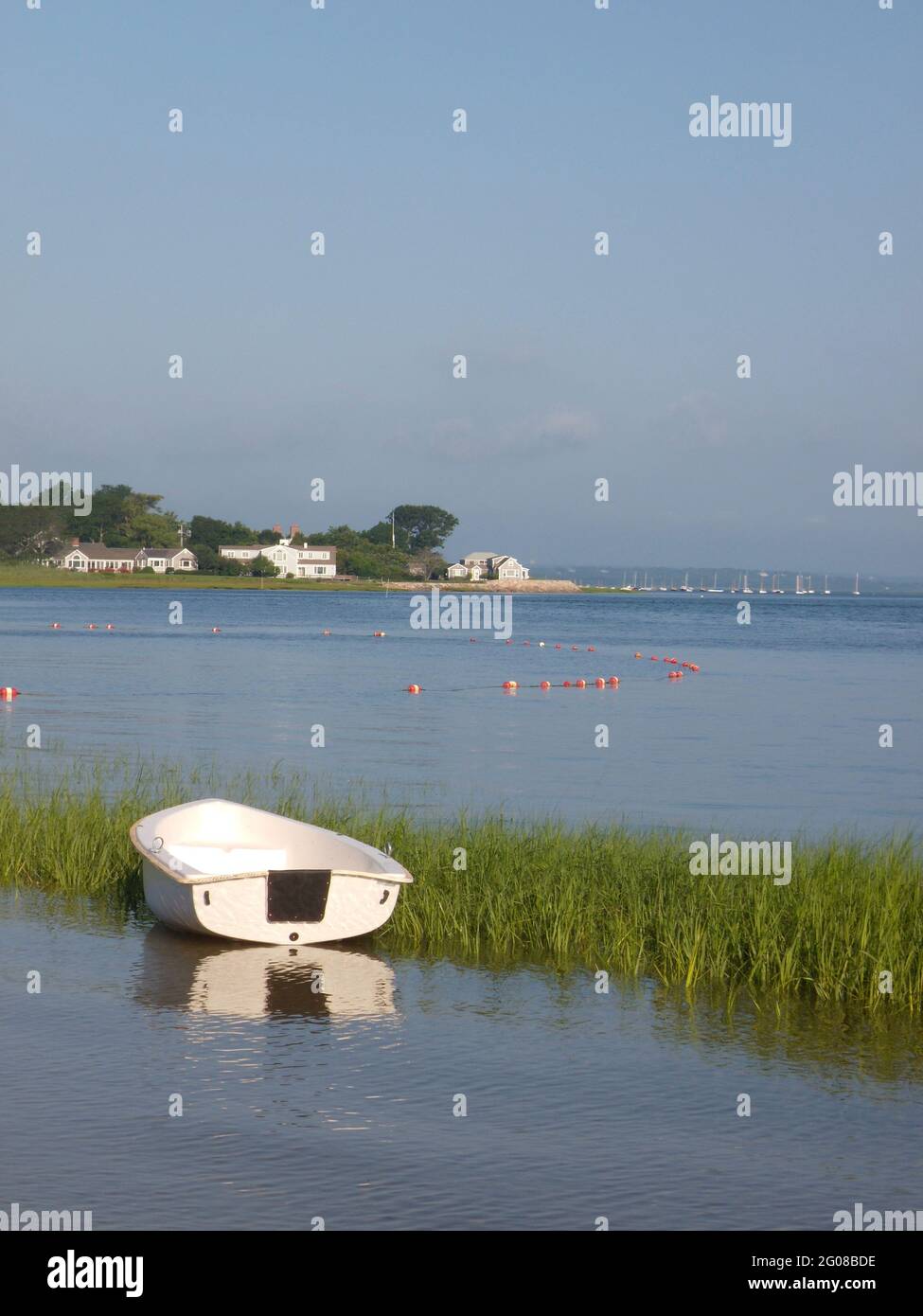 dinghy resting in the coastal wetlands along the Eastern shore Stock Photo