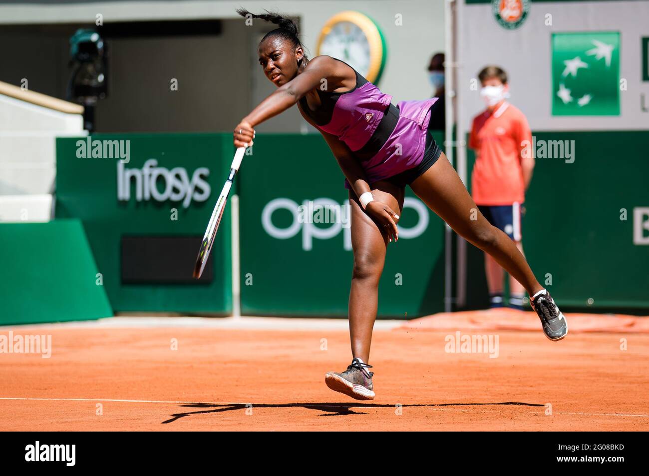 Paris, France, June 1, 2021, Oceane Babel of France during the first round  of the Roland-Garros 2021, Grand Slam tennis tournament on June 1, 2021 at  Roland-Garros stadium in Paris, France -