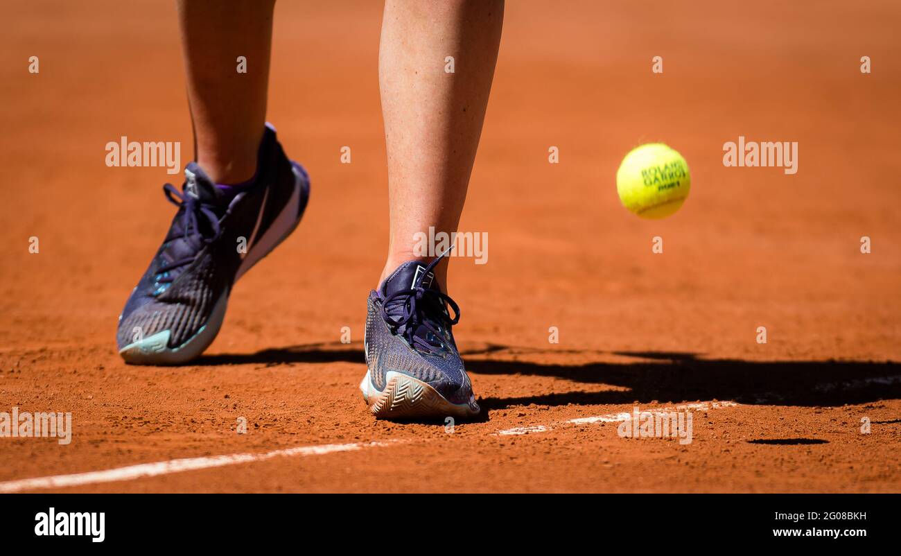 Paris, France, June 1, 2021, Elina Svitolina of the Ukraine Nike shoes  during the first round of the Roland-Garros 2021, Grand Slam tennis  tournament on June 1, 2021 at Roland-Garros stadium in