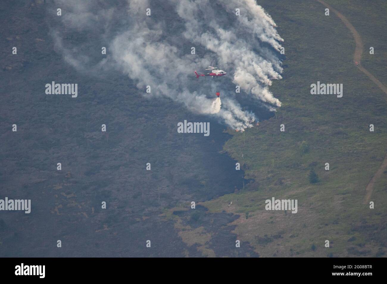 Gorse fire in Rhewl near Llangollen Stock Photo