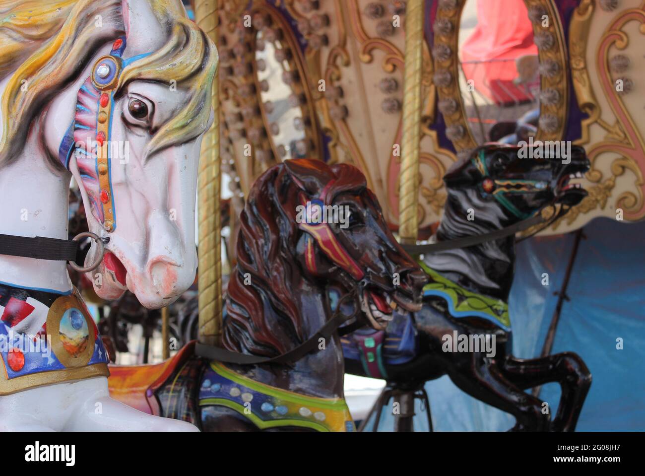 Texas Cavael Rides Carousel horses at rural carnival in East Texas Stock Photo - Alamy