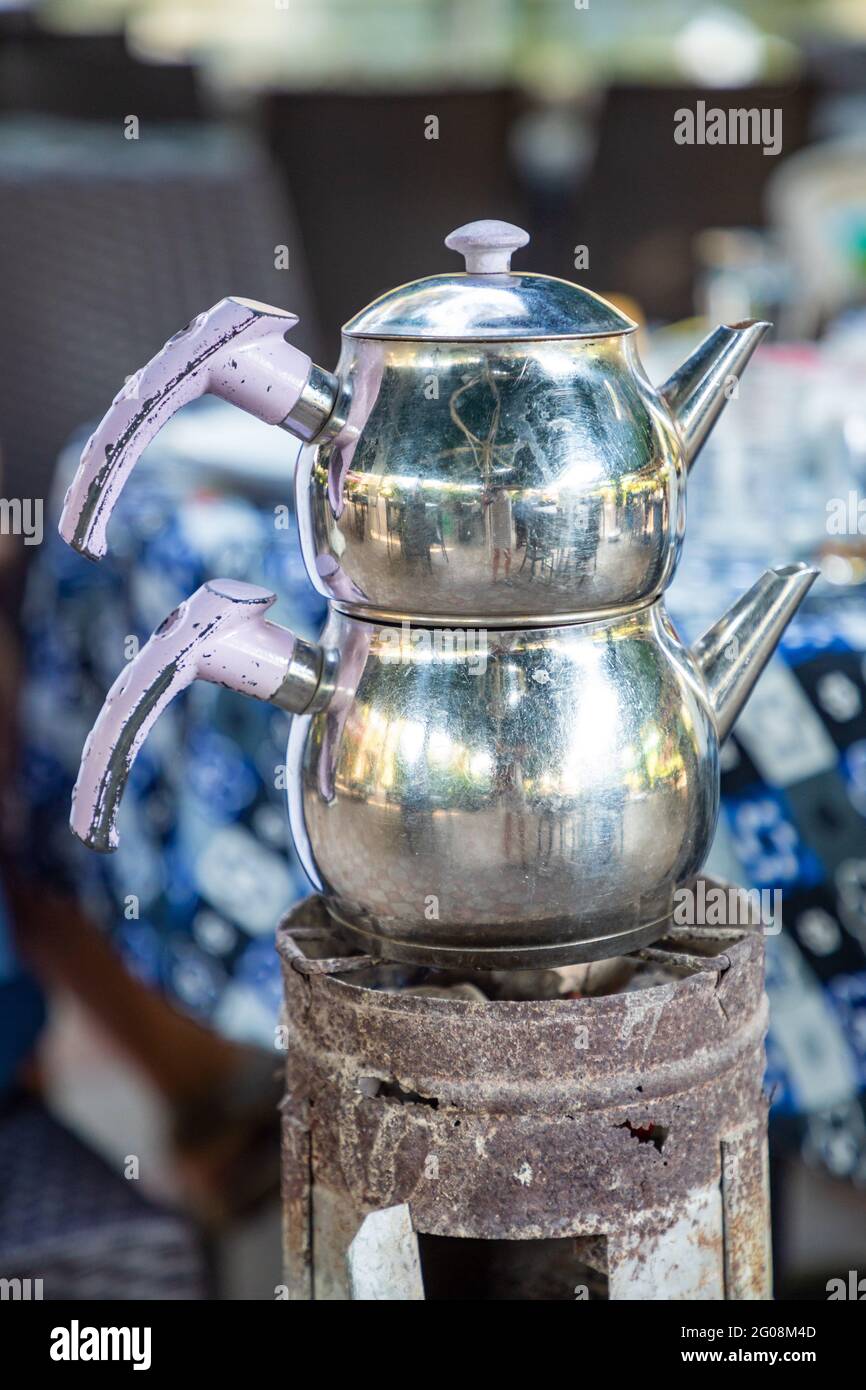 Chaydanlik or Caydanlik is Turkish authentic double teapot for cooking