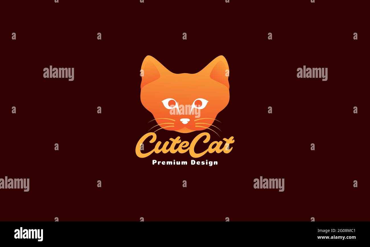 cute head animal forest cat abstract logo symbol vector icon