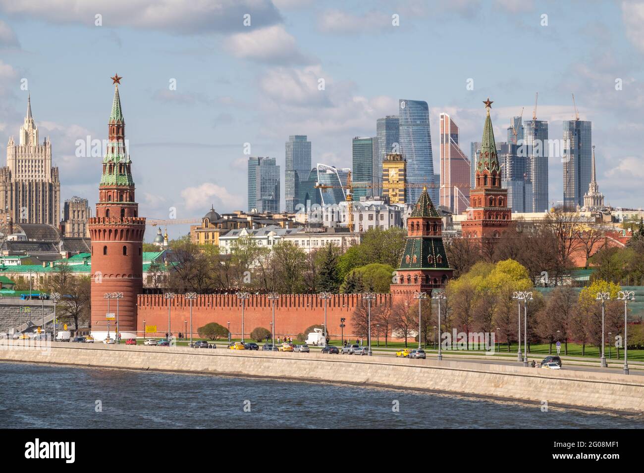 Moscow, Russia - May, 05, 2021: Kremlin Towers and Skyscrapers of ...