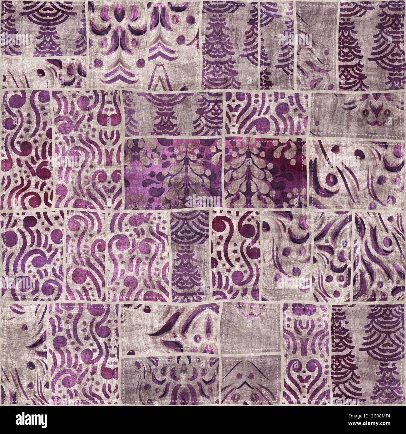 Seamless patchwork collage mix quilt pattern print Stock Photo - Alamy