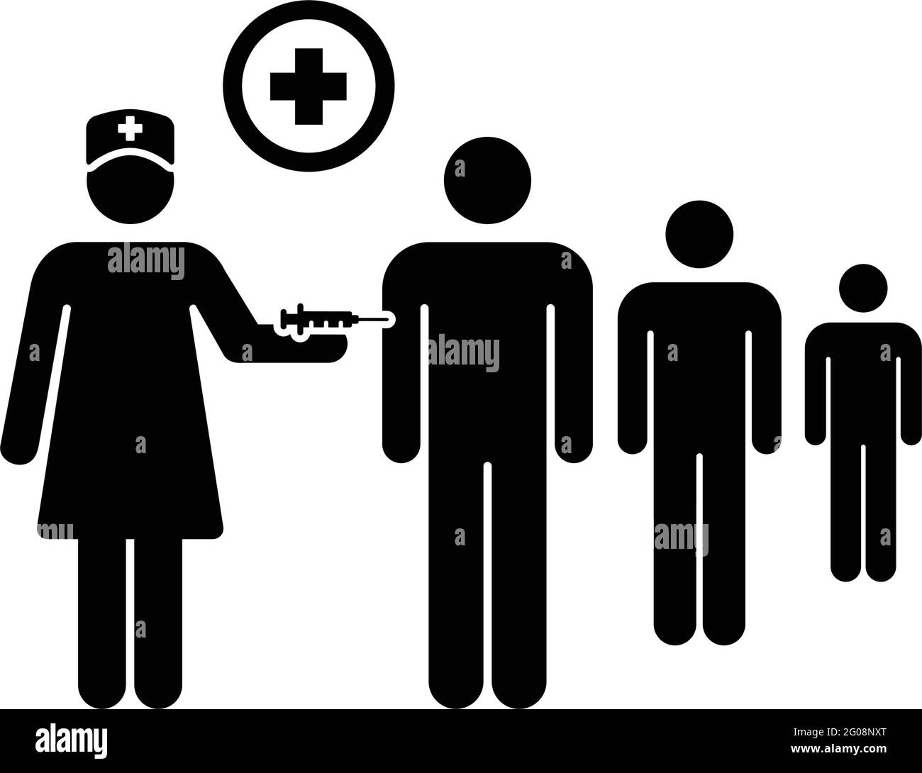 Vaccine icon vector with injection syringe person symbol for ...