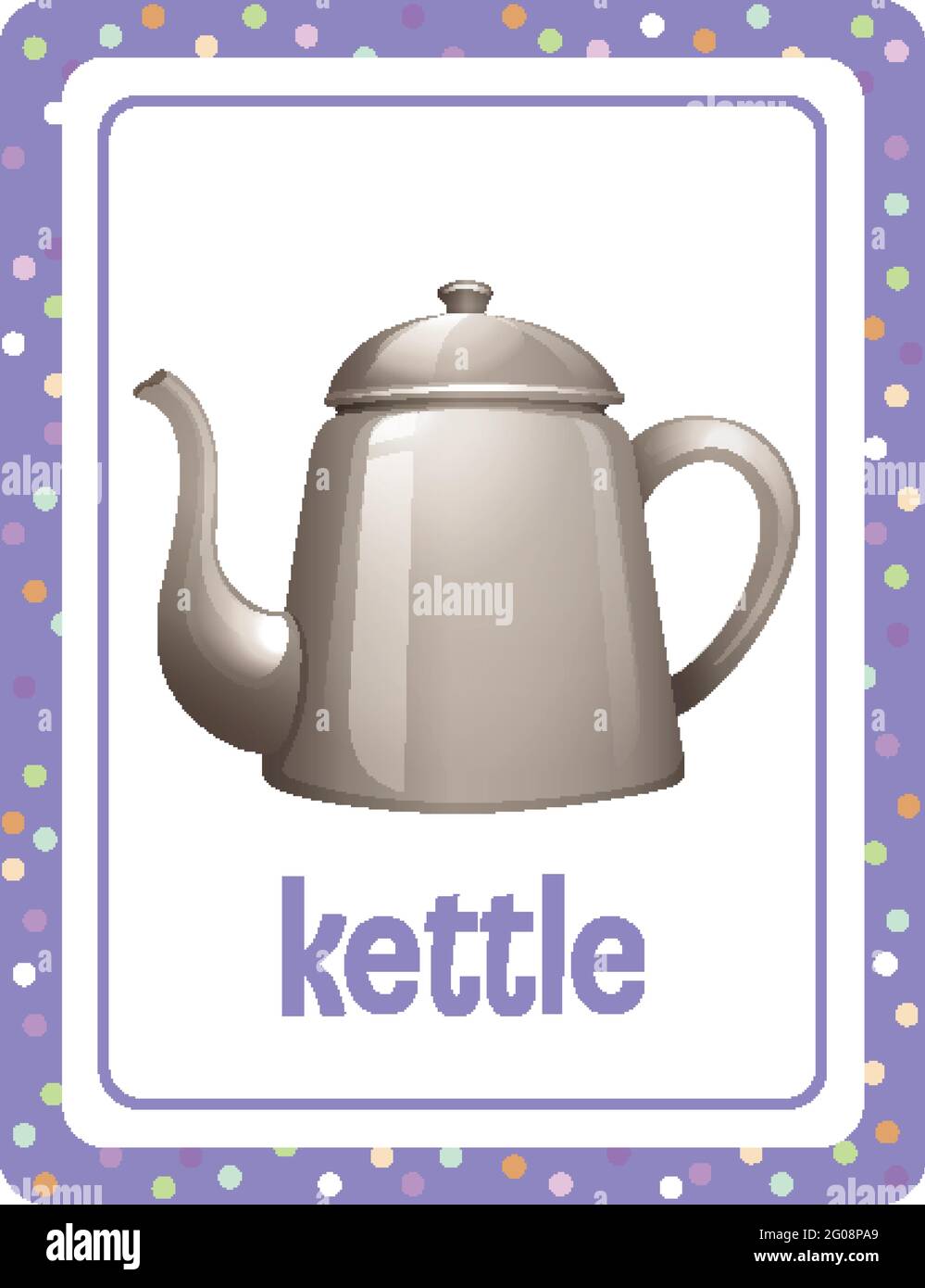 Vocabulary flashcard with word Kettle illustration Stock Vector Image