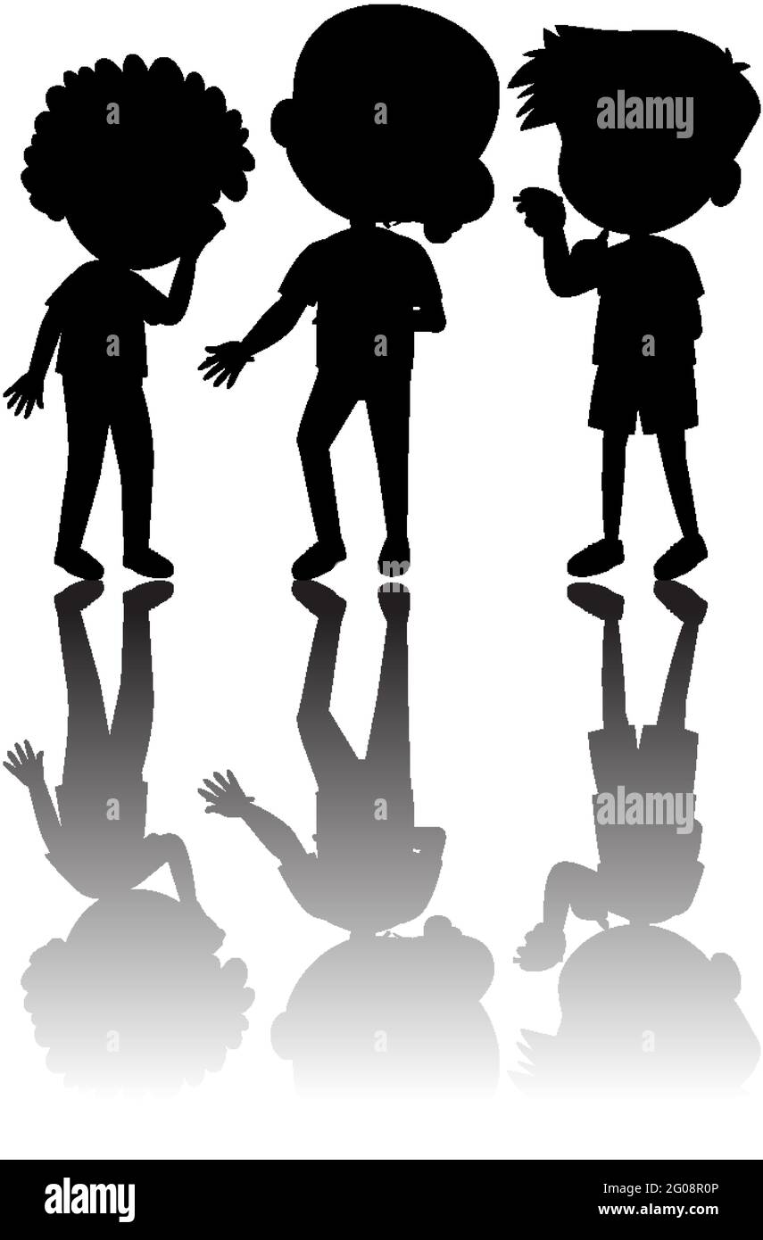 Set of kids silhouette with reflex illustration Stock Vector