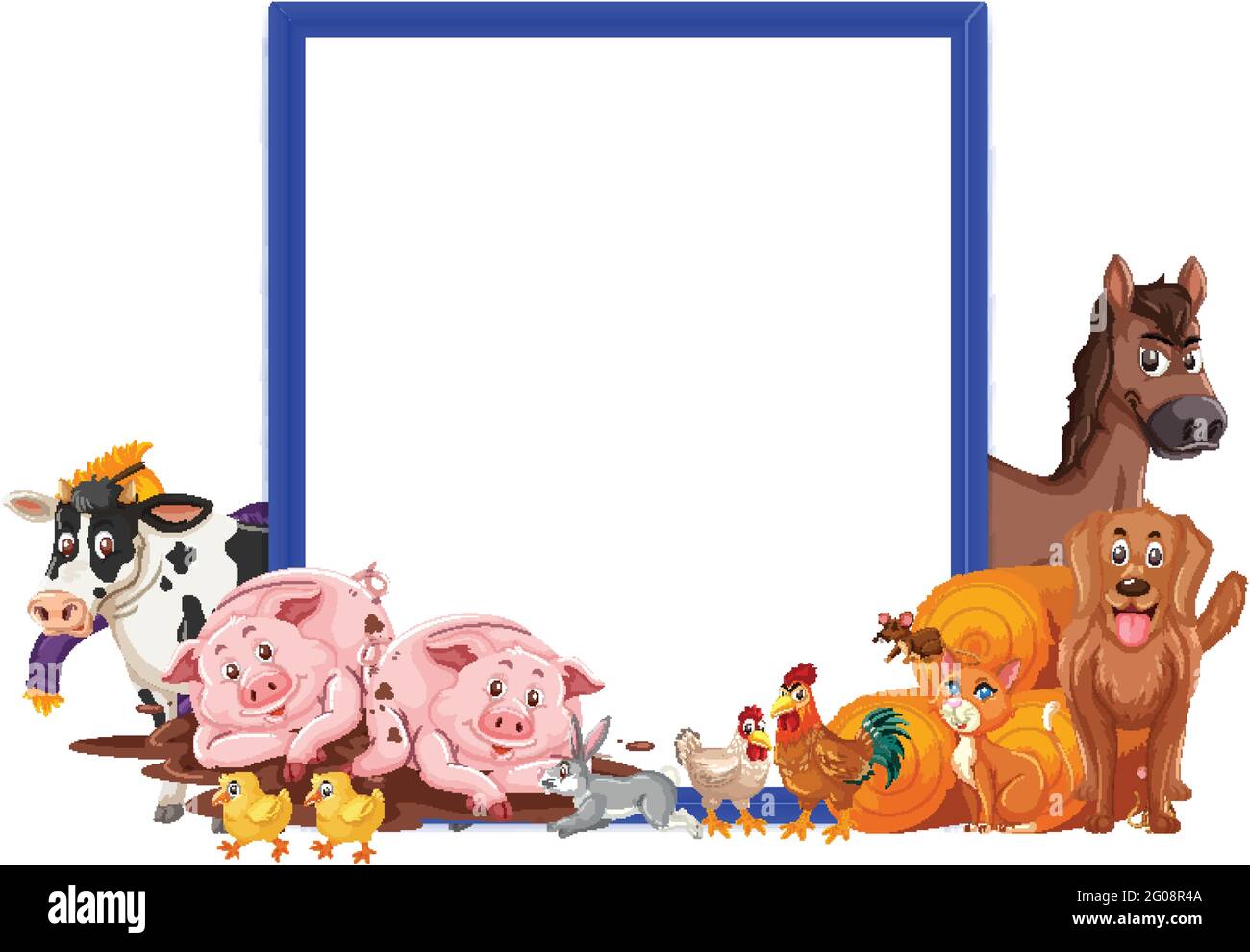 Empty banner with many farm animals illustration Stock Vector Image ...