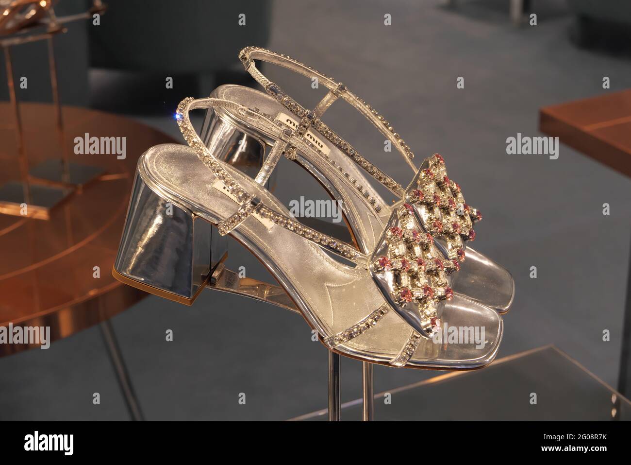 Miu miu gold shoes sales
