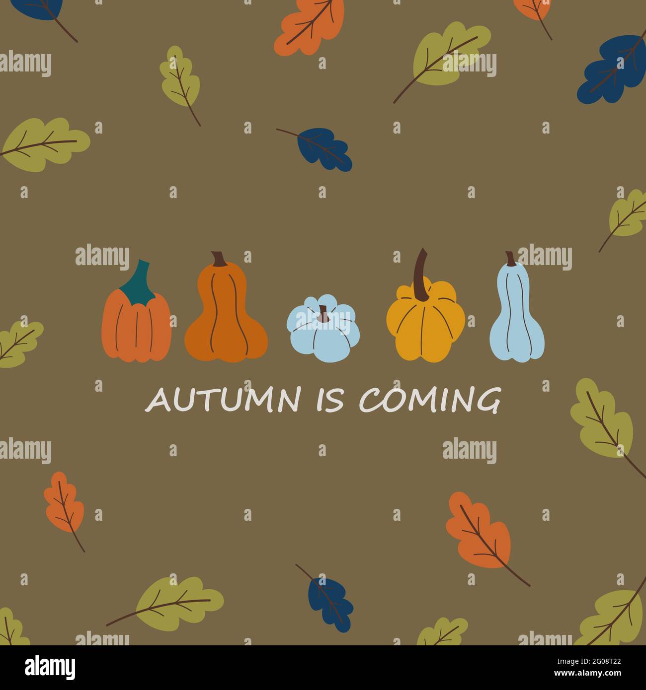 Autumn card poster template with pumpkins vector Stock Vector