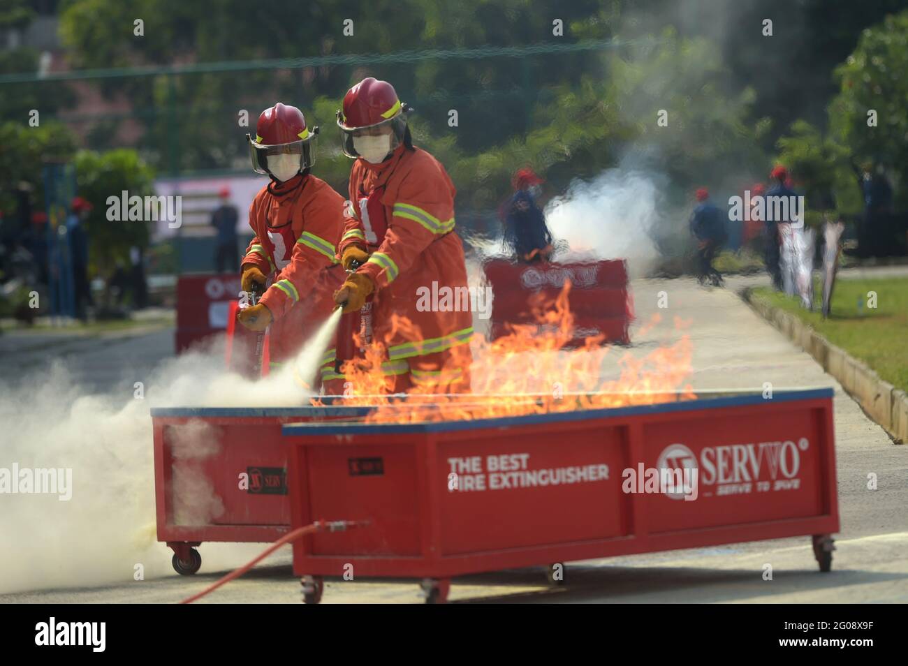 Jakarta Indonesia 2nd June 2021 Firefighters Compete During The Jakarta Indonesia 2nd June 2021 Firefighters Compete During The