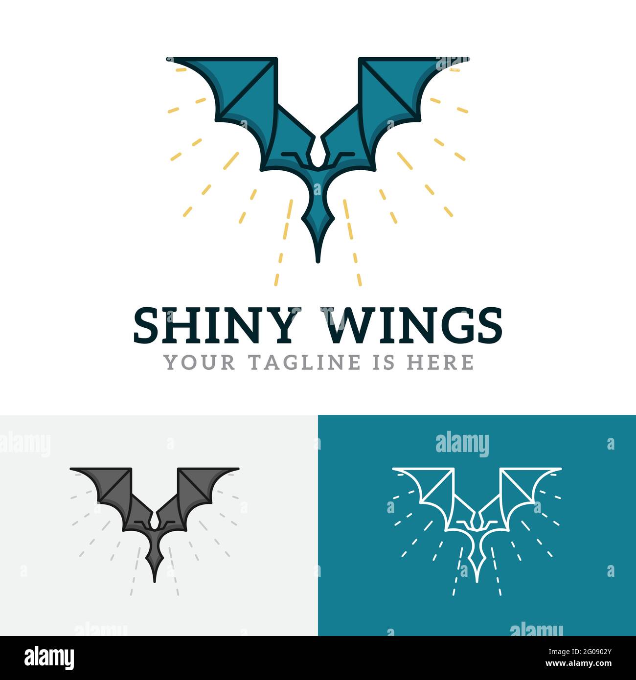 Shiny Wings Flying Abstract Legendary Dragon Logo Stock Vector