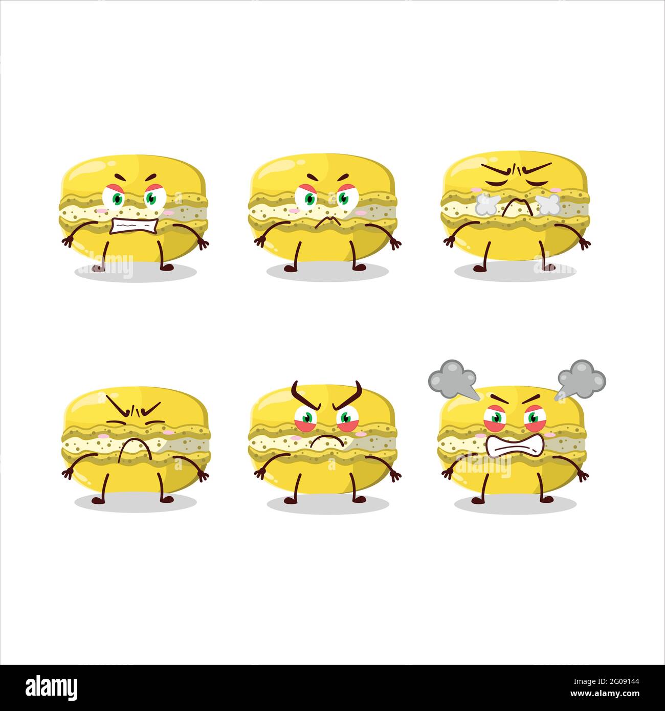 Mango macaron cartoon character with various angry expressions. Vector ...
