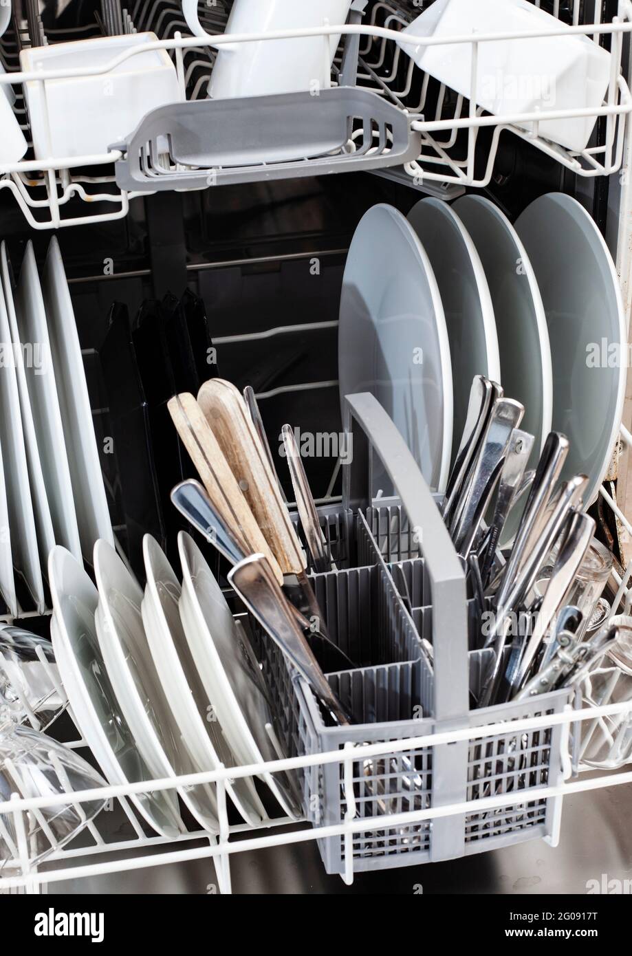packed dishwasher Stock Photo