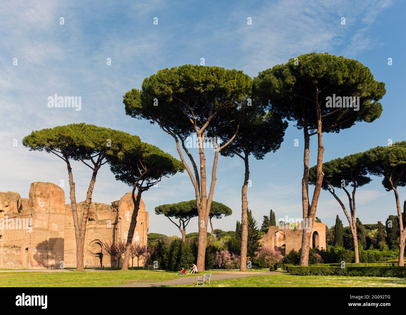 Rome, Italy.  Terme di Caracalla, or Baths of Caracalla dating from the 3rd century AD.  The historic centre of Rome is a UNESCO World Heritage Site. Stock Photo