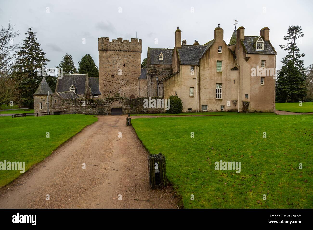Drum Castle and grounds in Aberdeenshire, Scotland. Drum Castle was
