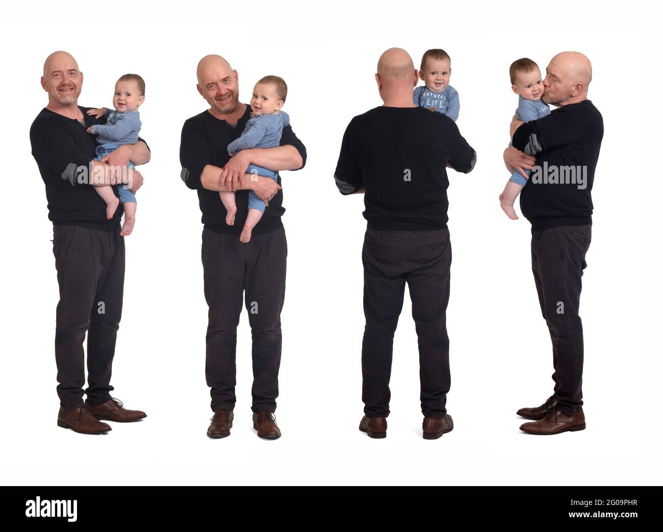 Same Father group of same father carrying her baby on white background Stock Photo ...