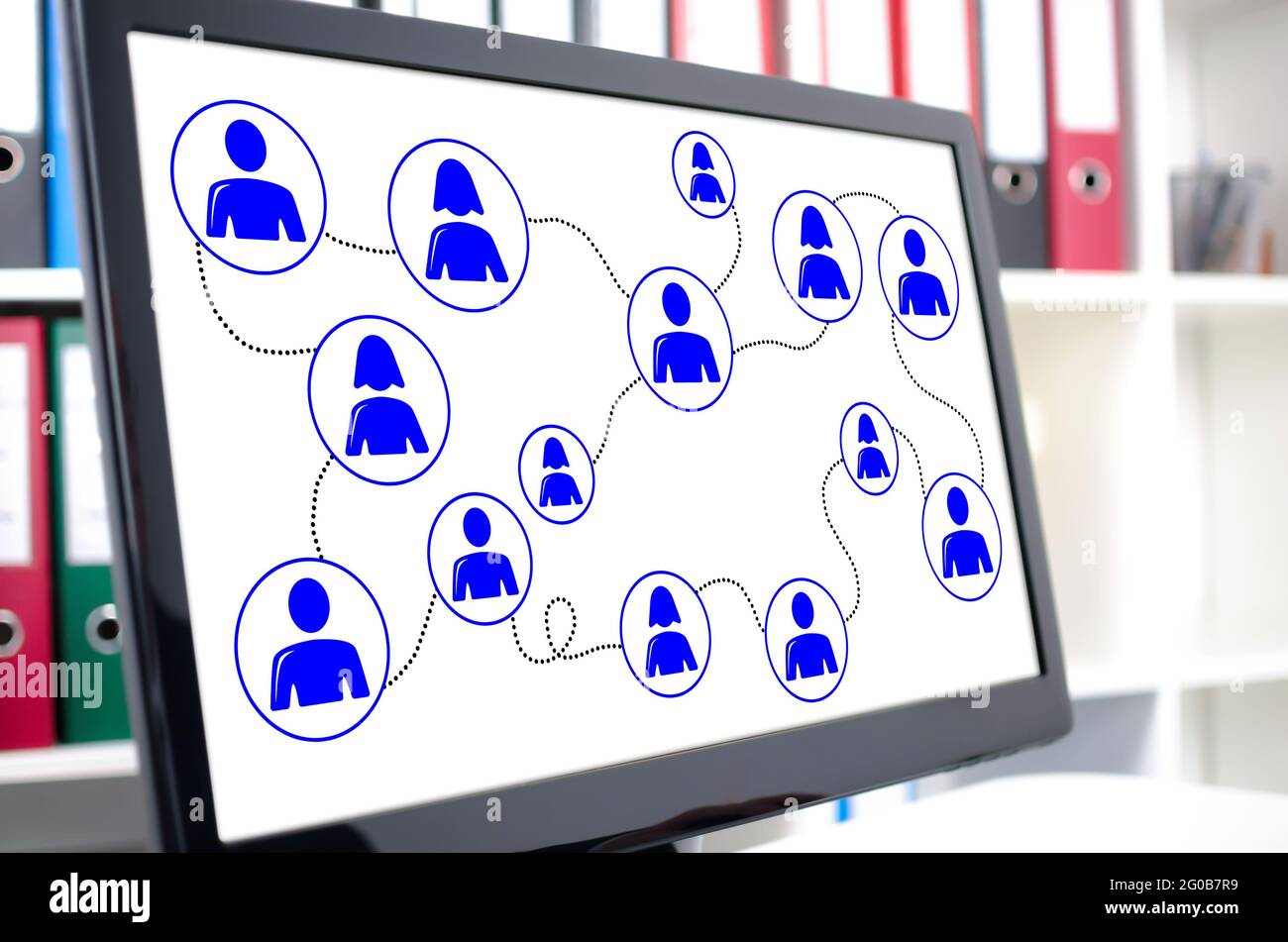 Social network concept shown on a computer screen Stock Photo