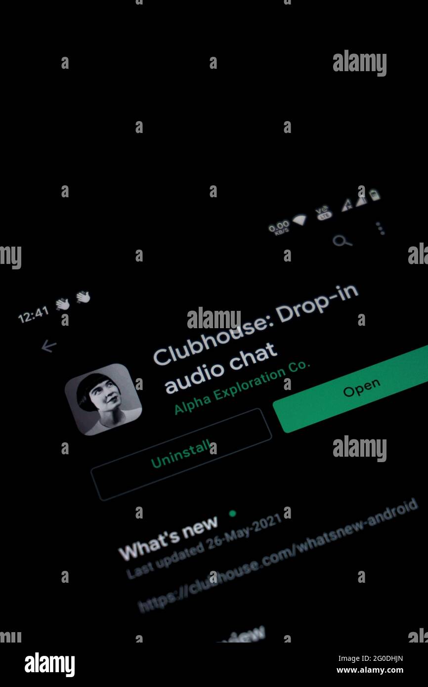 KERALA, INDIA June 02, 2021 Dropin audio chat app Clubhouse is
