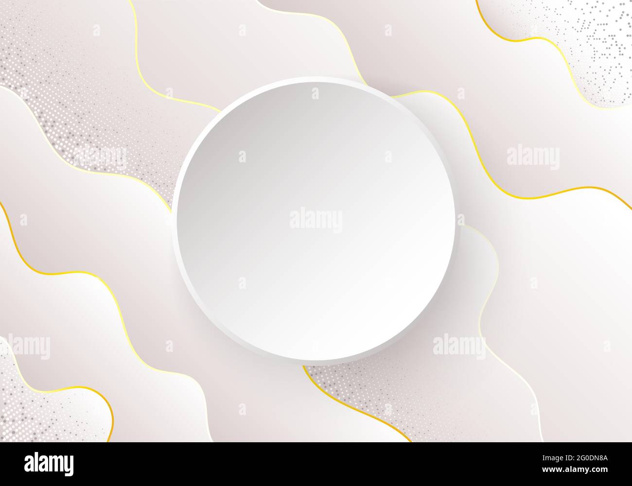 Wavy abstract vector background with shadow and round banner. Stock Vector