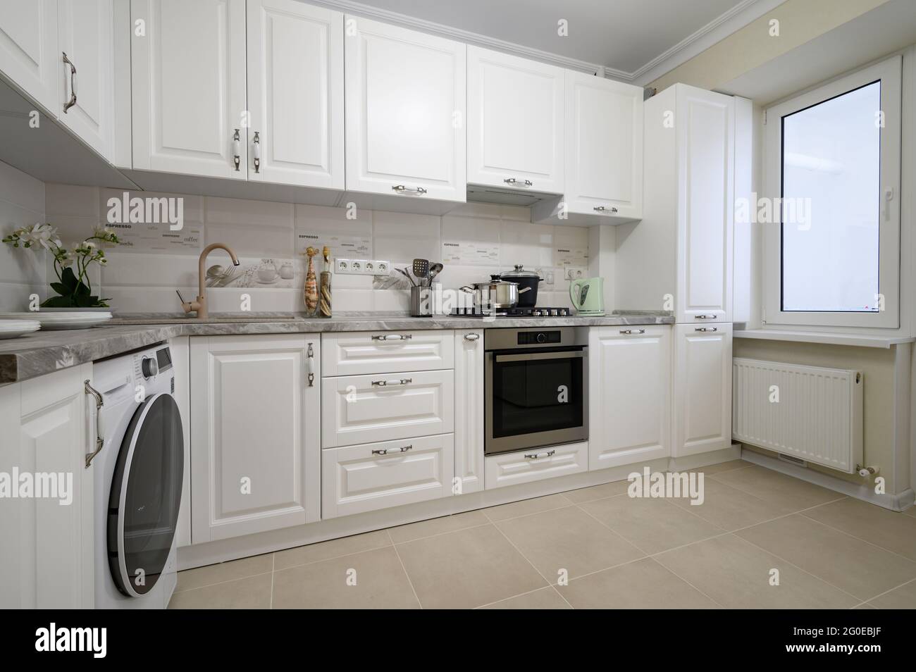 Luxury white modern kitchen furniture Stock Photo