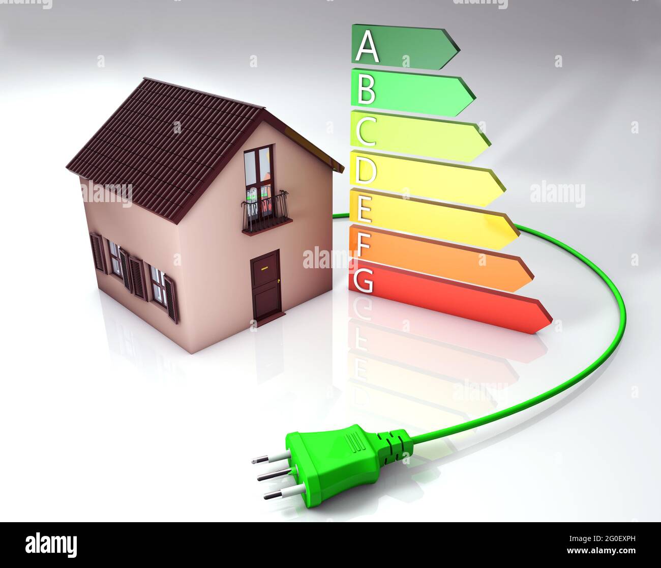 Energy classes with home model and cable Stock Photo Alamy