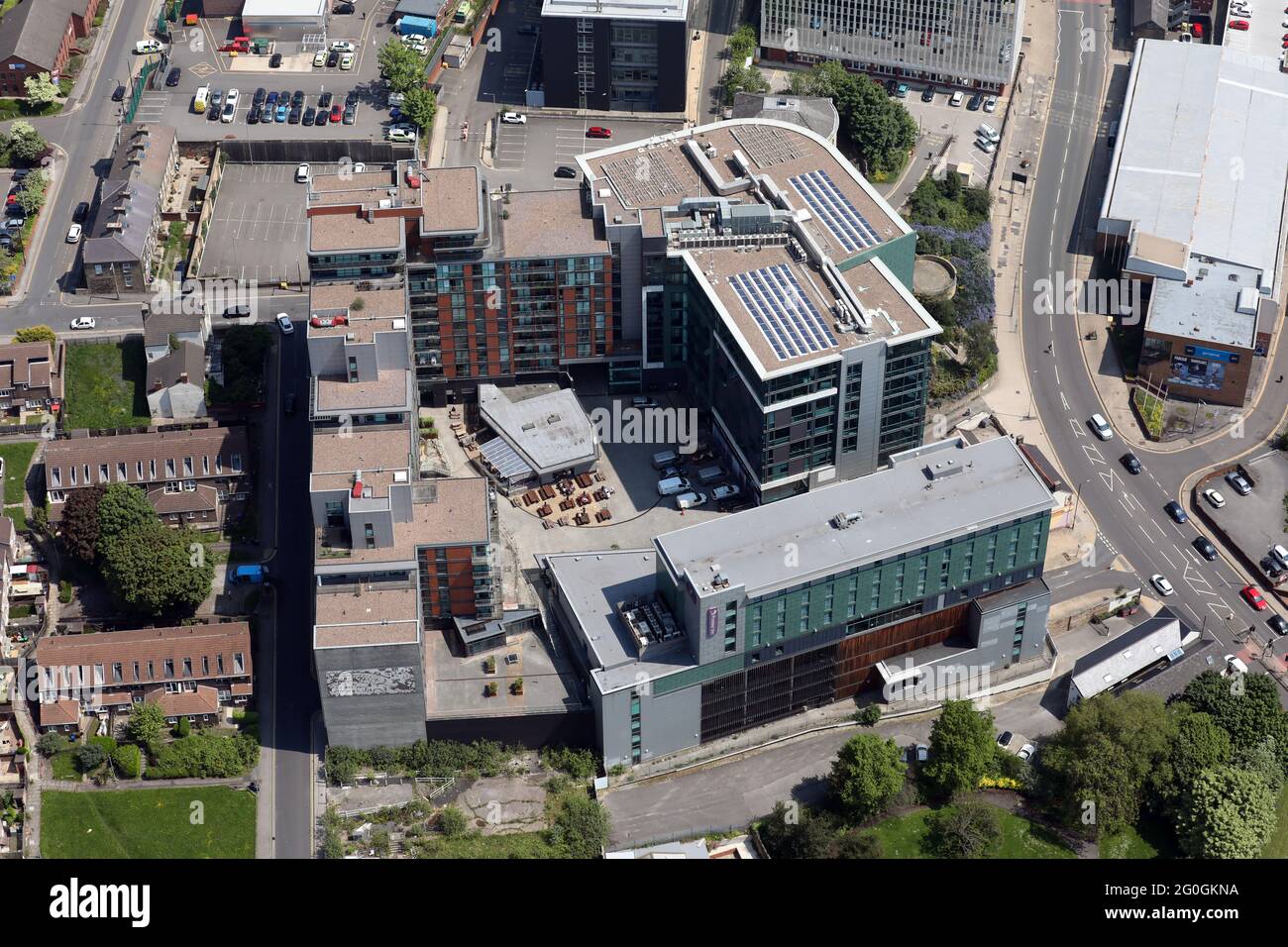 aerial view of Gateway Plaza (including the Premier Inn) in Barnsley