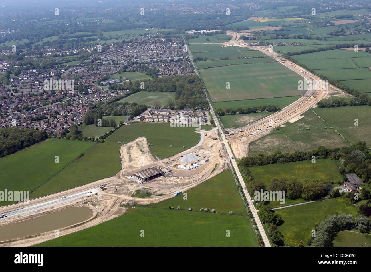 aerial view of Leeds Orbital ring road under construction, June 2021