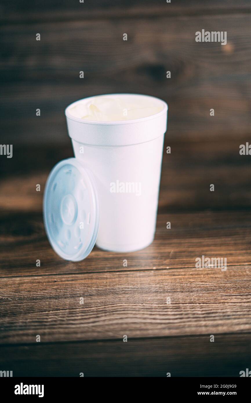 A white disposable styrofoam cup Stock Photo Alamy