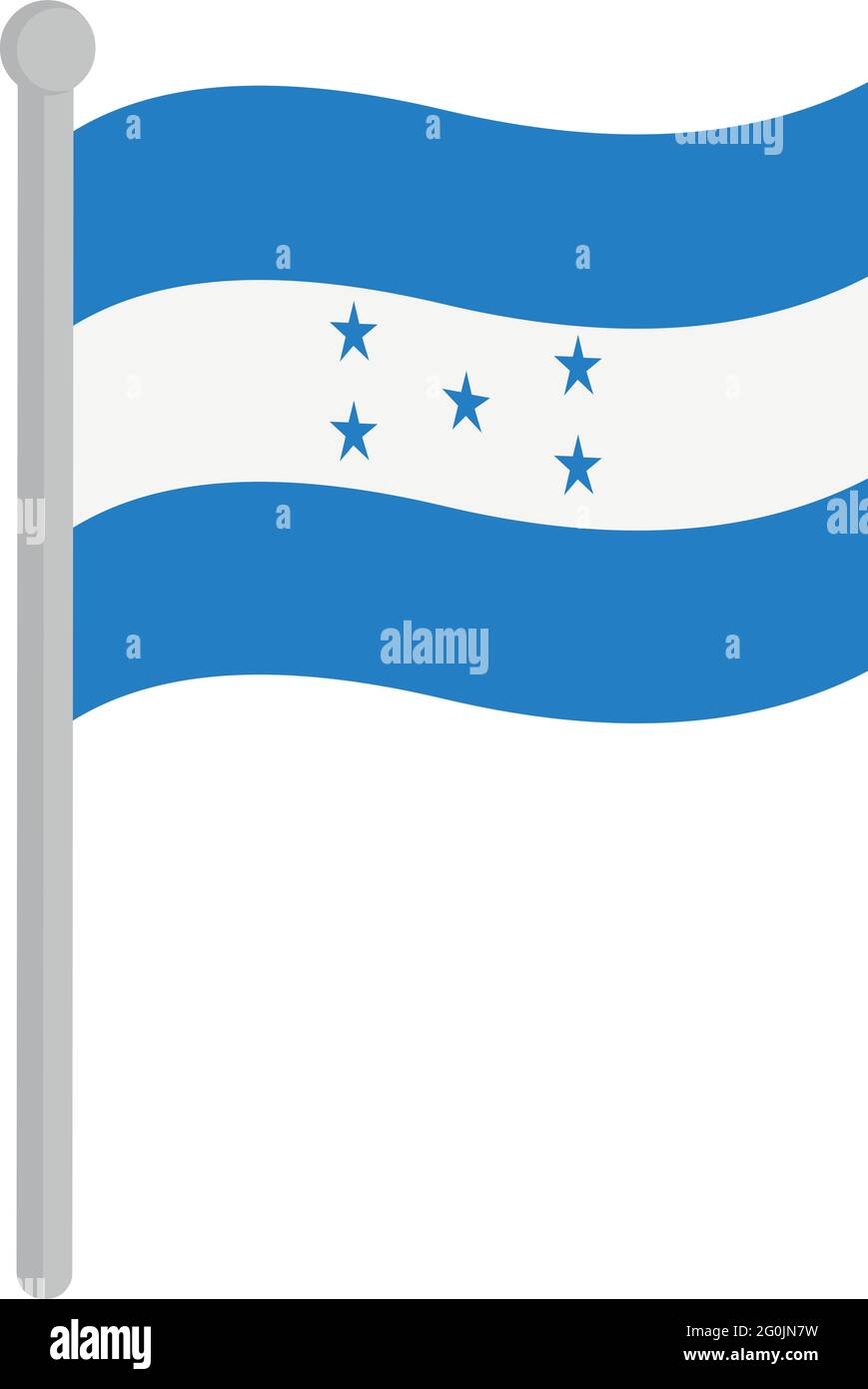 Vector illustration of the flag of Honduras on a pole Stock Vector