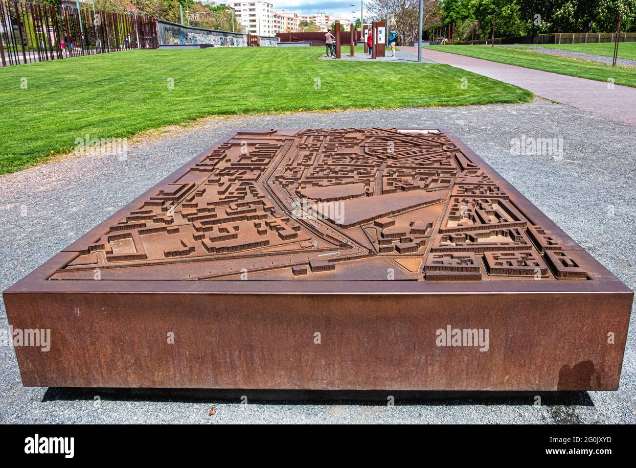 Model of Berlin wall at Memorial in Bernauerstarsse,Mitte,Berlin Stock Photo