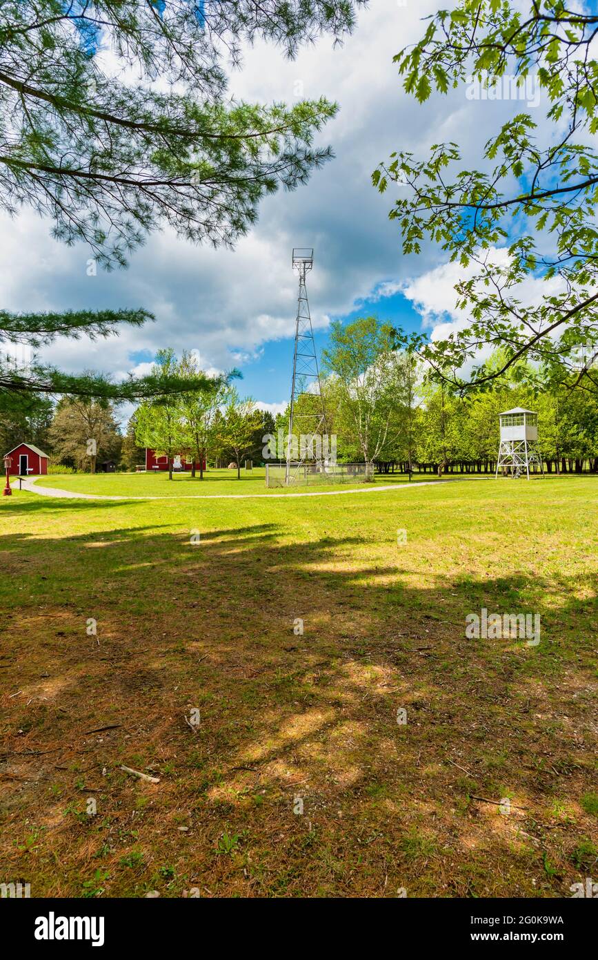 Forest fire watch tower at the CCC Museum at Higgins Lake Stock Photo