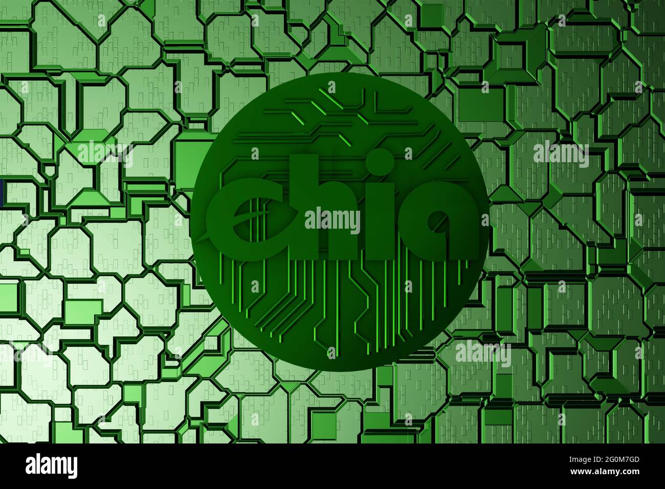 Green chia coin on hard surface motherboard background. Chia eco crypto  currency, 3D rendering Stock Photo - Alamy