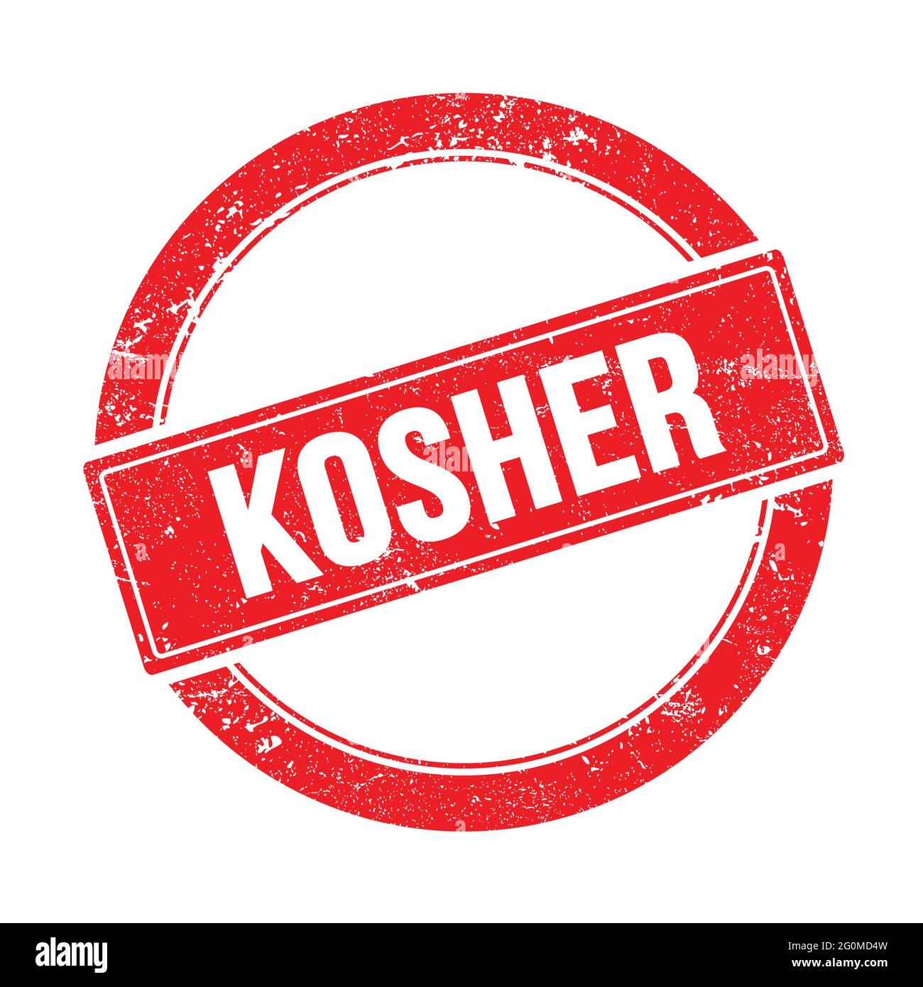 KOSHER text on red grungy round vintage stamp. Stock Photo