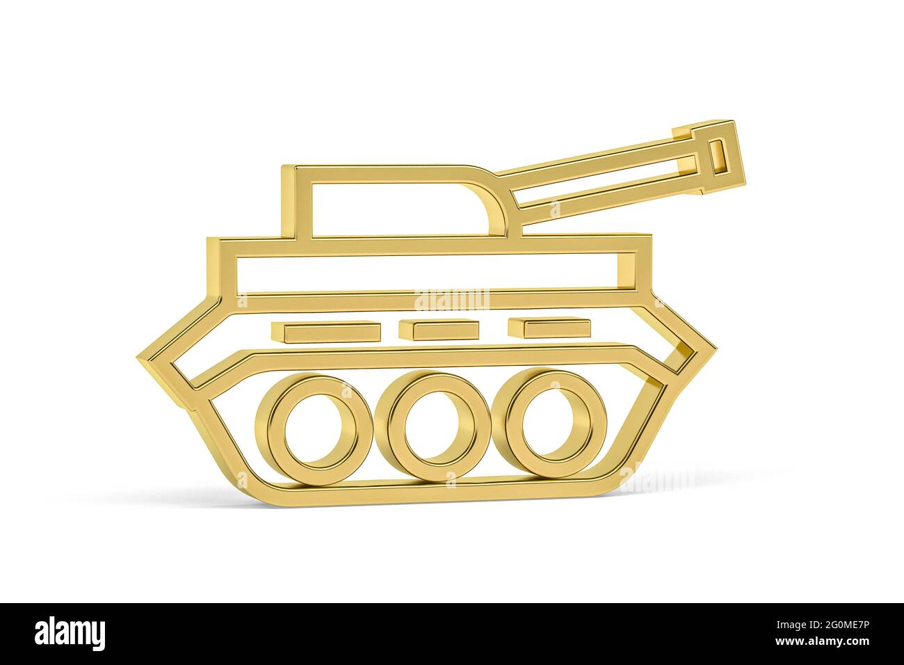 Golden 3d tank icon isolated on white background - 3D render Stock ...