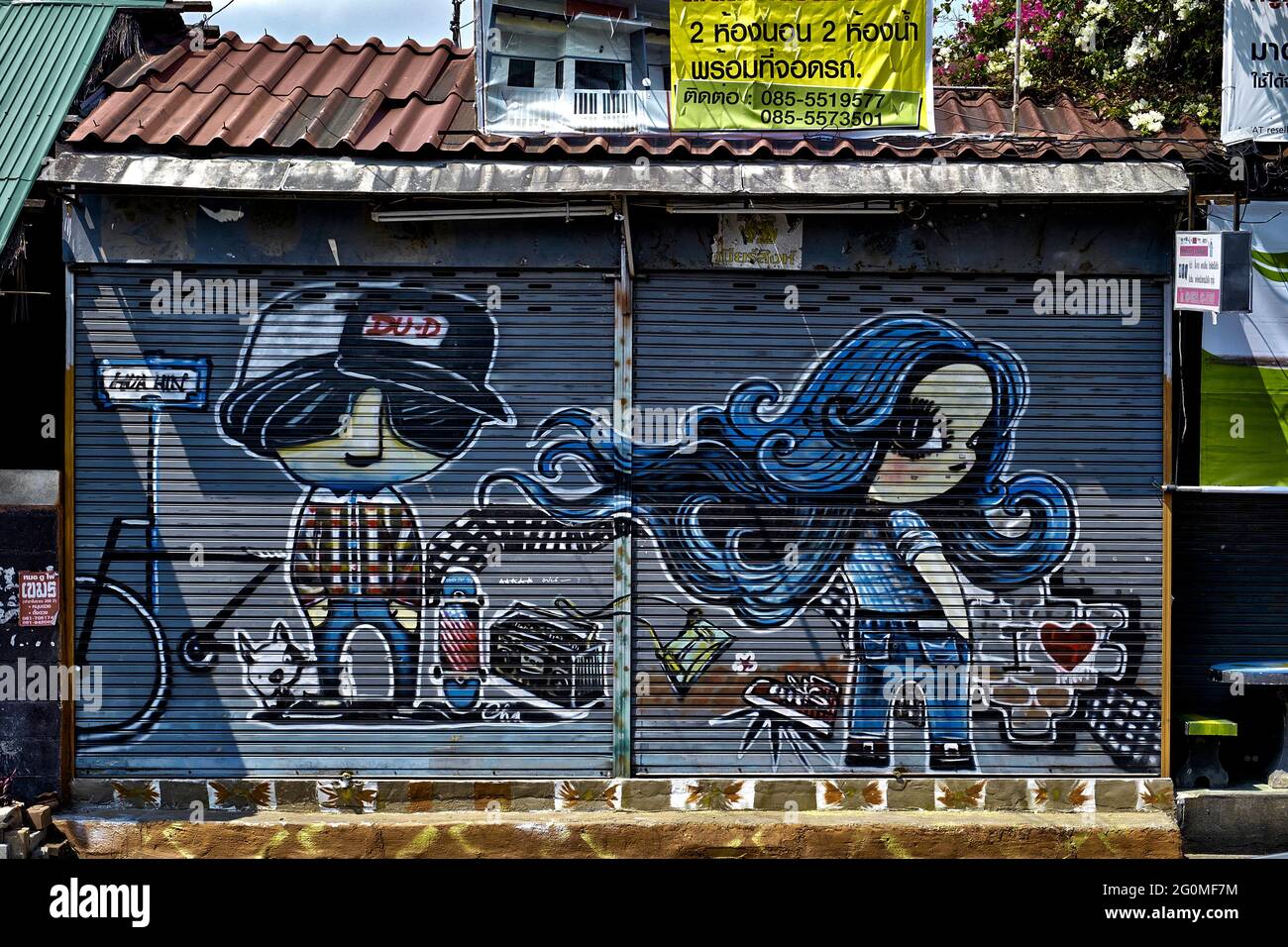 Shutter art. Painting on a shop metal shutter Stock Photo Alamy
