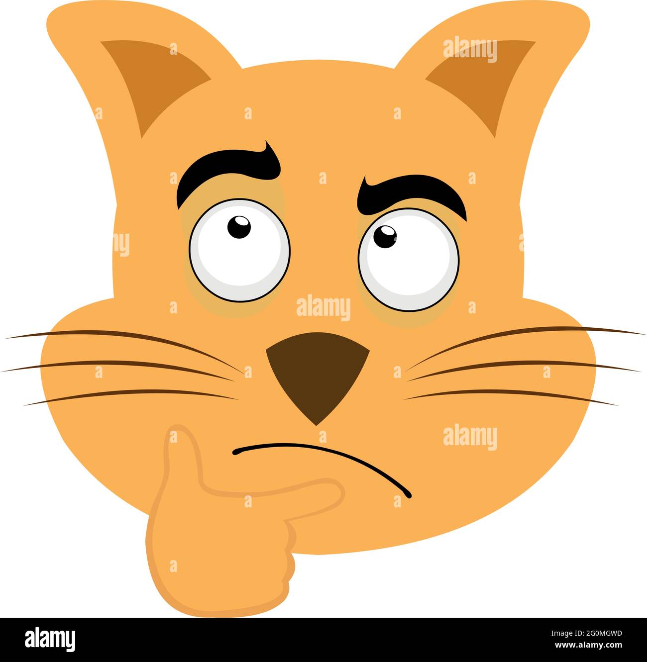Vector emoticon illustration of a cartoon cat's face with a thinking  expression Stock Vector Image & Art - Alamy
