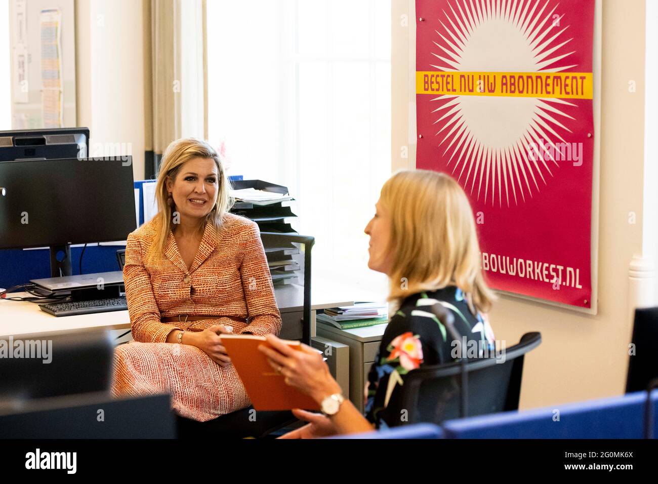 Amsterdam, Niederlande. 02nd June, 2021. Queen Maxima of The Netherlands at the Academie of the Koninklijk Concertgebouworkest in Amsterdam, on June 02, 2021, for a workvisit, talked about the activities during the corona pandemic, the orchestras plans for the future and the various education programs Credit: Albert Nieboer/Netherlands OUT/Point de Vue OUT/dpa/Alamy Live News Stock Photo